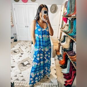 Free People Blue Floral Jumpsuit